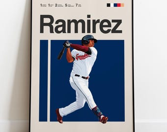 Jose Ramirez Poster – MLB Third Baseman Wall Art, American Baseball Print, Sports Man Cave Decor, Digital Gift for Fans & Collectors