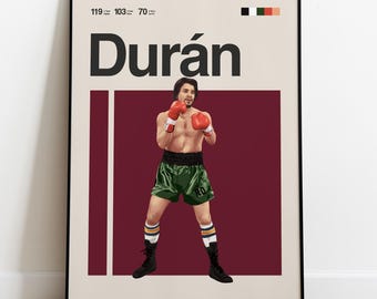 Roberto Duran Poster - Boxing Poster Wall Art, Minimalist Mid Century Modern Decor, Boxing Gift Idea