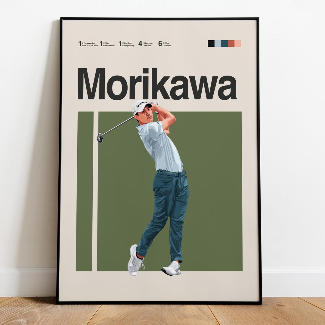 Collin Morikawa Poster, Golf Poster, Mid Century Modern PGA Tour - Main Image