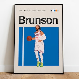 Jalen Brunson Basketball Poster – Printable Wall Art, Minimalist Athlete Print, Digital Sports Download for Fans & Collectors
