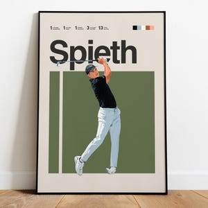 Jordan Spieth Poster, Golf Poster, Mid Century Modern PGA Tour Golf Wall Art for Office, Bedroom, Golf Gifts