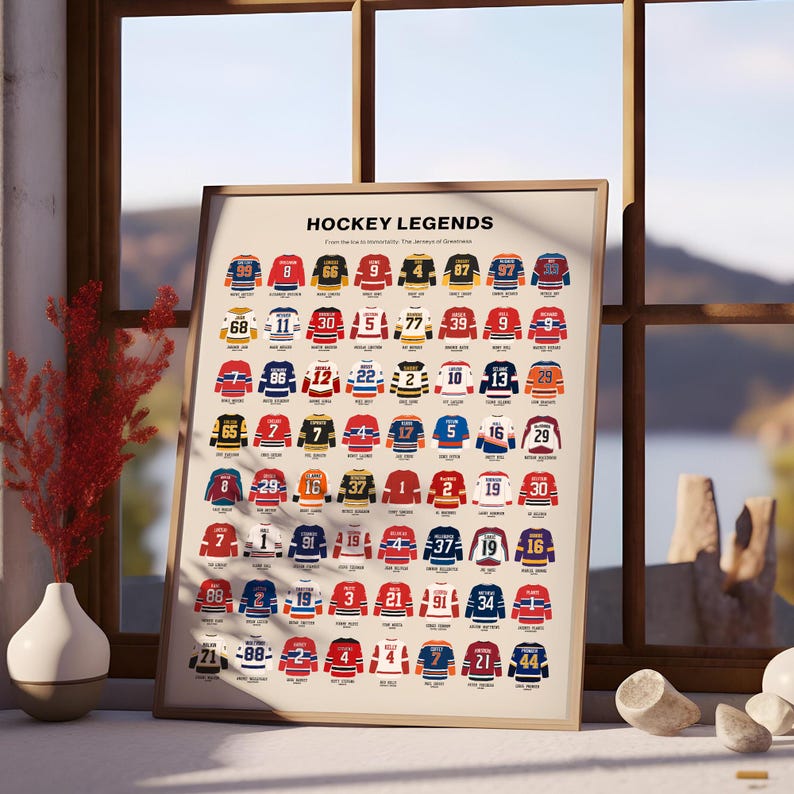 Classic hockey legends wall art created for stylish sports decor lovers.