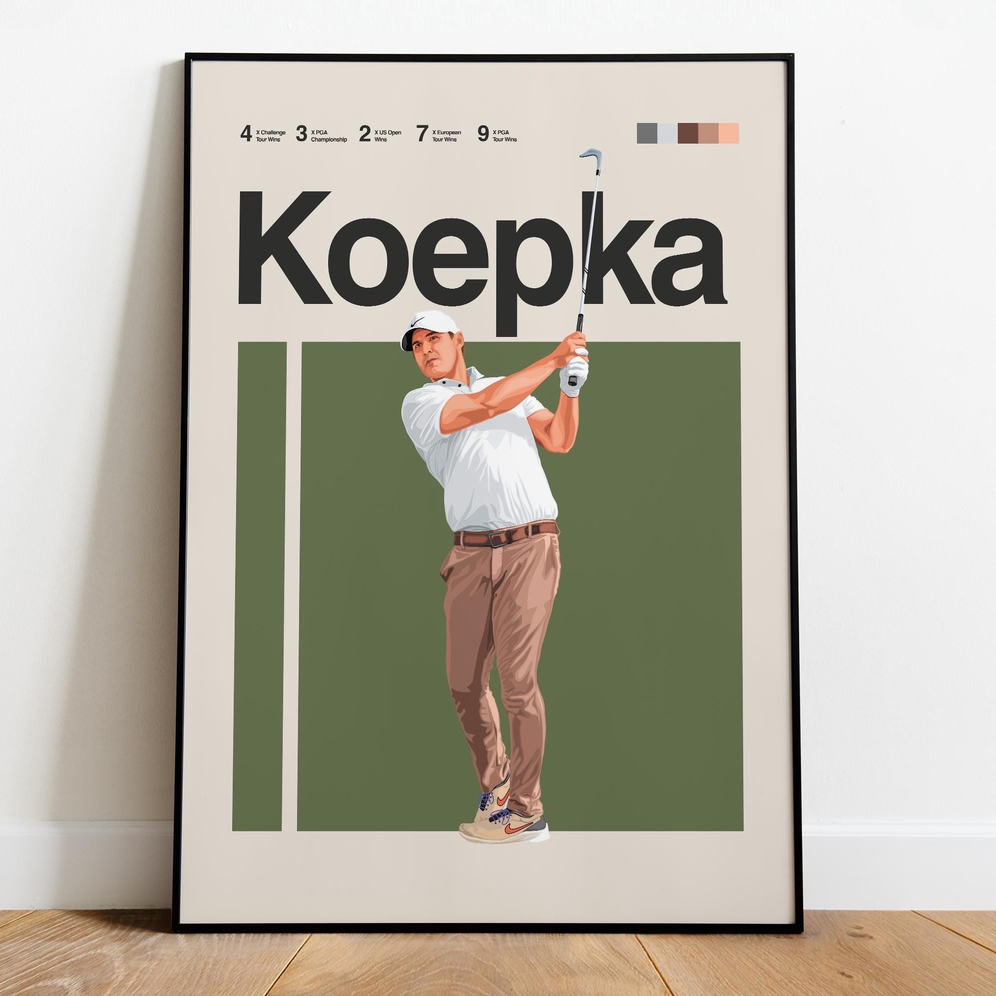 Brooks Koepka Poster, Golf Poster, Mid Century Modern PGA Tour