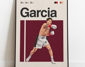 Ryan Garcia Poster - Boxing Poster Wall Art, Minimalist Mid Century Modern Decor, Boxing Gift Idea