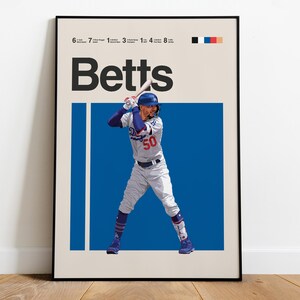 Mookie Betts Poster – MLB Outfielder Wall Art, American Baseball Print, Sports Man Cave Decor, Digital Gift for Fans & Collectors