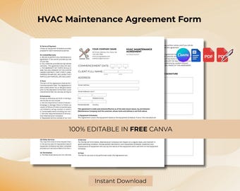 HVAC Maintenance Agreement Template – Editable Form (Canva, Word, PDF)