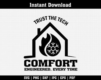 Vertrauen Sie dem Tech Comfort Engineered SVG | HLK-Techniker Schnittdatei | Png Dxf Eps Pdf | Lasergravur und Cricut Design