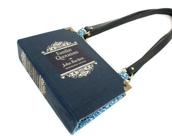 Antieke roman boekentas – Echte boekentas – Uniek literair accessoire – Chique handtas blauw met gouden accenten – Uniek leesgrage cadeau