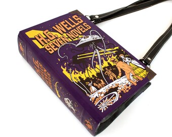 H.G. Wells Novel Book Purse – Echte boekentas – Uniek literair accessoire – Geeky uniek sciencefictioncadeau – Nerdy – paarse handtas