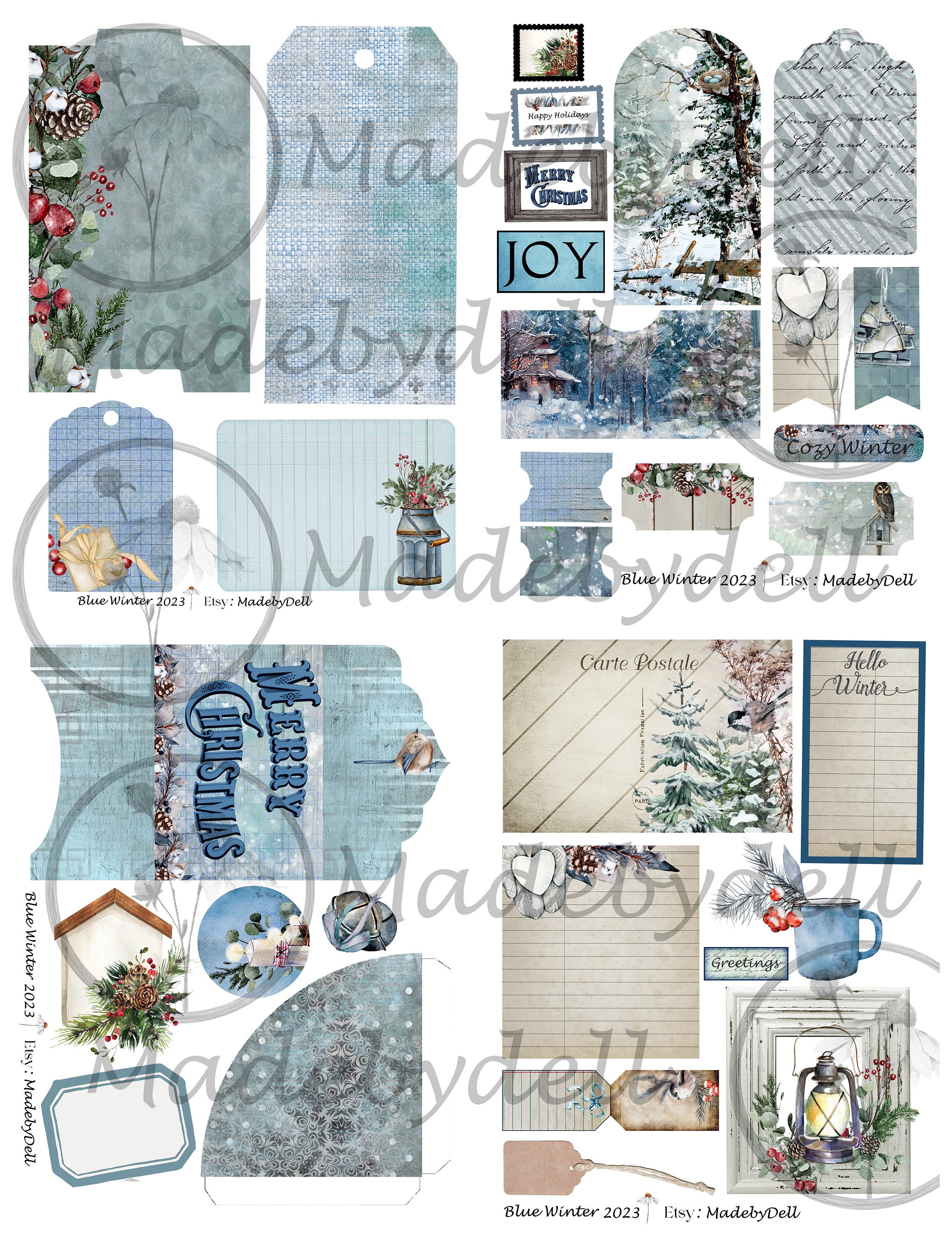 Blue Winter Junk Journal Kit, Printable Ephemera (digital Download) - Etsy