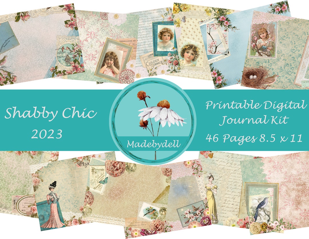 Shabby Chic Junk Journal Kit, Ephemera, Scrapbooking Papers (digital ...