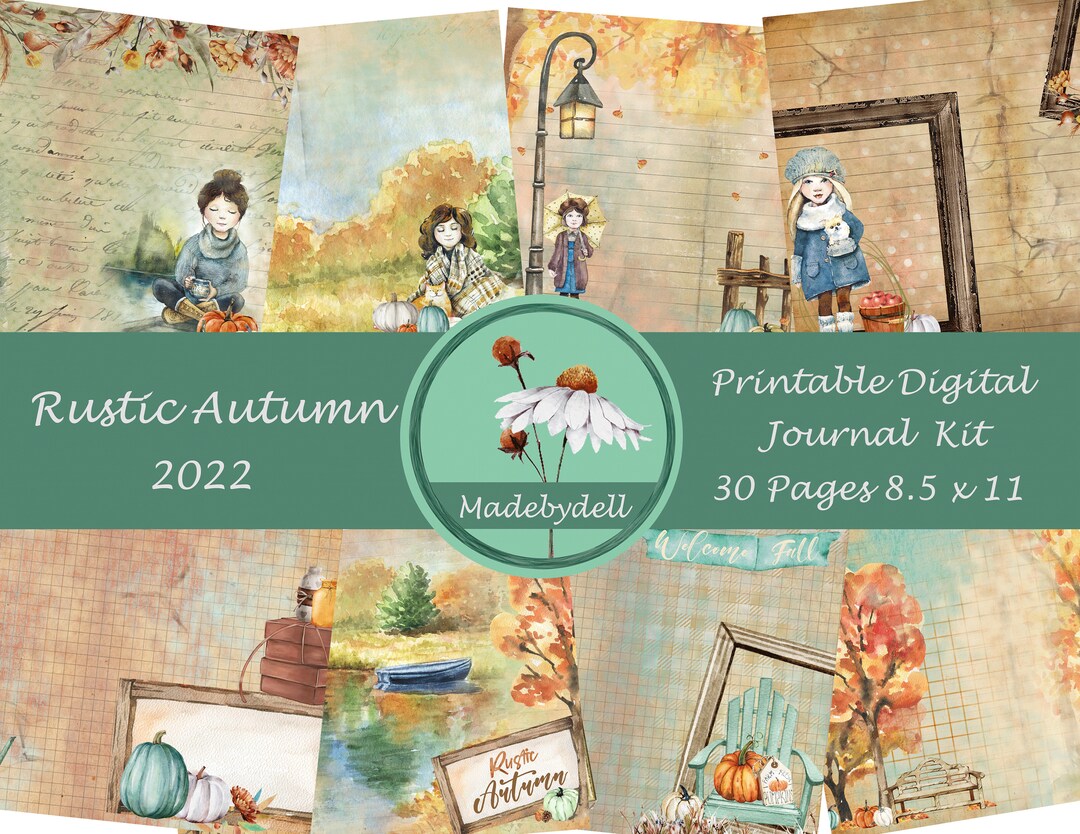 Rustic Autumn Junk Journal Kit, Printable Ephemera (digital Download ...