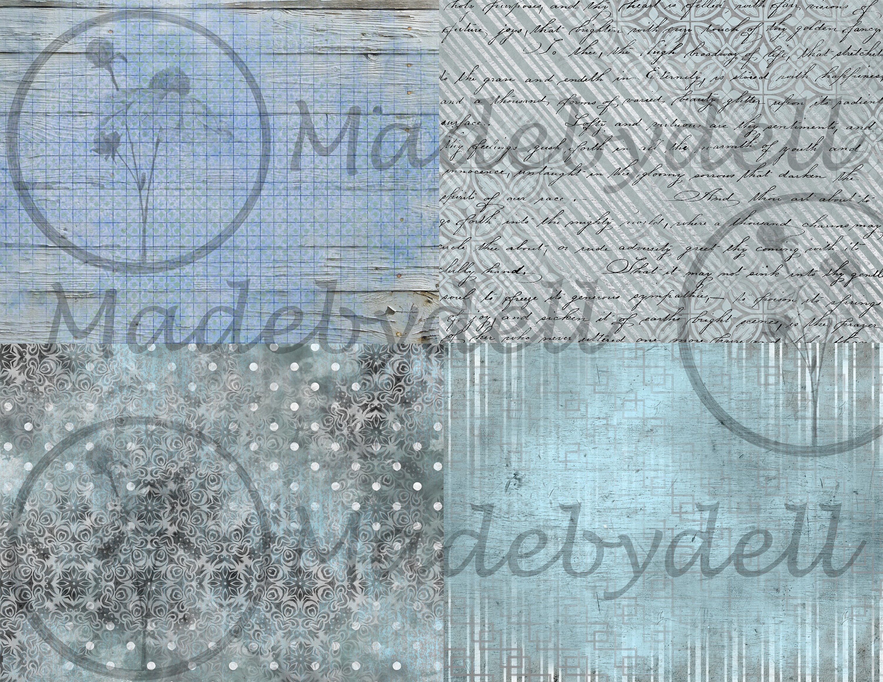 Blue Winter Junk Journal Kit, Printable Digital Papers and Ephemera ...