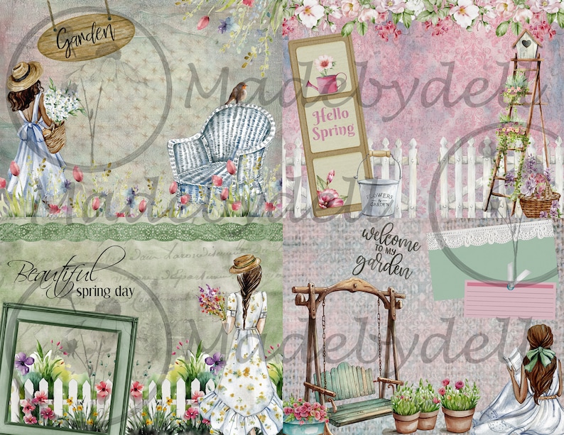Spring Garden Junk Journal Kit, Printable Ephemera, Scrapbooking ...