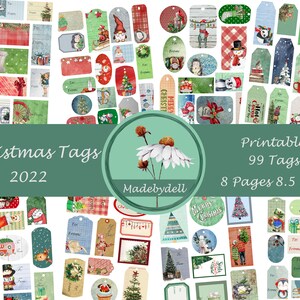 Christmas Gift Tag kit, printable digital tags and ephemera, scrapbooking, tags, envelopes, stationery, digital downloads, junk journals
