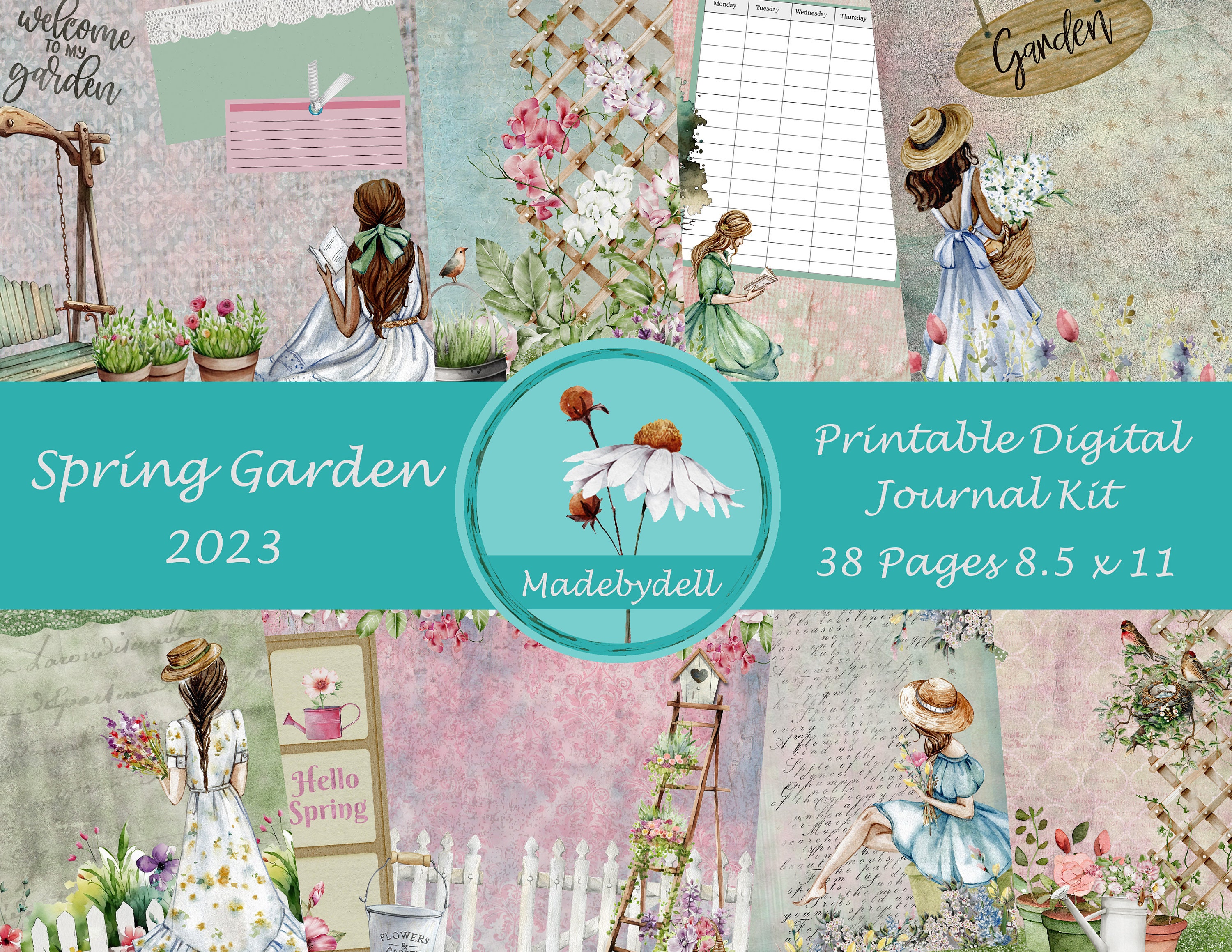 Spring Garden Junk Journal Kit, Printable Ephemera, Scrapbooking ...