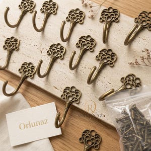 Juego de 15 ganchos de pared de bronce antiguo, ganchos para abrigos de aleación de zinc vintage, ganchos decorativos para llaves, perchero para toallas de baño y armario.