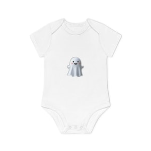 Ghostly Infant Onesie, Cute Baby Halloween Bodysuit, Newborn Spooky Night Outfit, Little Smiling Ghost Jumpsuit, Infant Haunted Onesie,