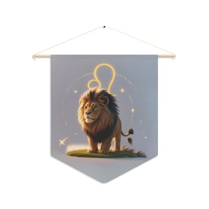 Lion Zodiac Pennant Wall Decor, Astrology Banner for Home, Leo Decor, Celestial Wall Art, Gift for Astrology Lovers