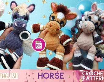 Patrón de amigurumi de caballo a crochet: juguete de poni hecho a mano (patrón en PDF)