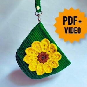 Coin purse crochet 3d sunflower pattern step by step