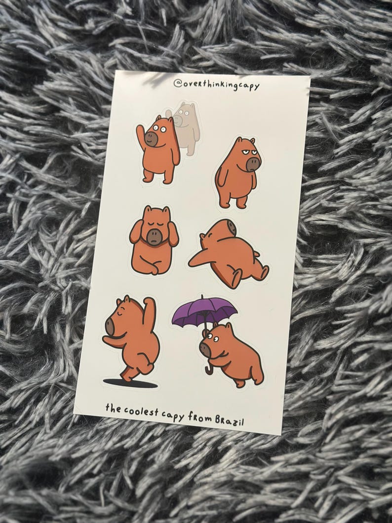 Overthinking Capy Sticker Sheet - Etsy