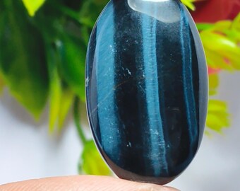 Blue Tiger Eye Gemstone Cabochon: Natural Loose Gem (22 Cts, 29X18MM ) #F25