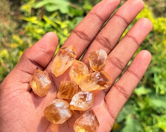 344carat Pointed Raw Citrine Crystal - Natural Raw Yellow Quartz , Healing Crystal for Wire Wrapping & Jewelry Making ( 9 Pcs. lot ) MK-15