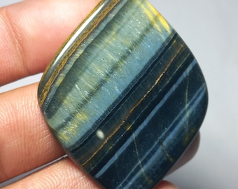 Blue Tiger Eye Gemstone Cabochon: Natural Loose Gem (49X39MM, 60 Cts) #K22