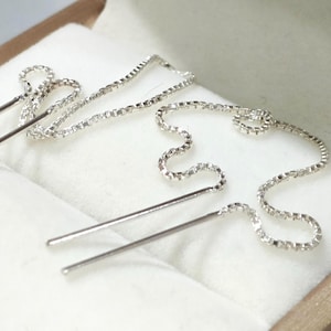 Delicados pendientes de plata de ley con cierre de rosca: cadena de caja de 925 hecha a mano