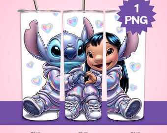 Stitch Tumbler Sublimation Design Download PNG, Aufgeblasene Stitch Tumbler Sublimation Wrap PNG, 3D Stitch 20 oz Tumbler Wrap Digitale Downloads