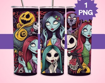 Envoltorio de vaso de pesadilla de dibujos animados: PNG festivo espeluznante (descarga digital)