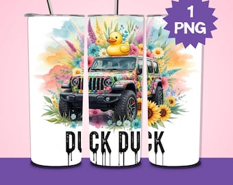 Duck Duck Jeep Tumbler Wrap - Floral 20oz Skinny Sublimation (Digital Download)