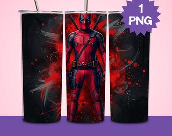 Envoltura para vaso de Deadpool: diseño retro de dibujos animados de los 90 (descarga digital PNG)