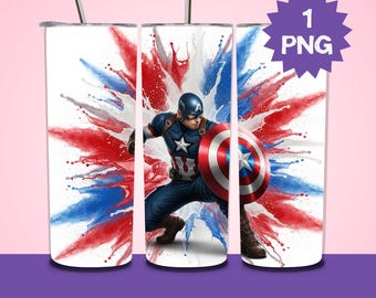 Disegno del bicchiere da 20 once per sublimazione Captain America Download immediato
