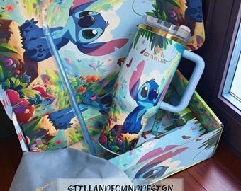 Stitch 40oz Tumbler with Straw & Gift Box – Cute Cartoon Travel Mug, Kawaii Drinkware, Reusable Cup, Fun Gift for Her