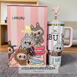 Labubu Cartoon 40oz Cup with Gift Box – Insulated Travel Cup, Kawaii Drinkware Tumbler, Fun Gift for Her or Best Friend