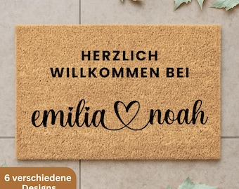 Gepersonaliseerde deurmat van kokosnoot met familienaam Welkom deurmat individueel - huwelijkscadeau - cadeau verhuizen deurmat cadeau