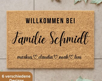 Gepersonaliseerde deurmat van kokosnoot met familienaam Welkom deurmat individueel - huwelijkscadeau - cadeau verhuizen deurmat cadeau