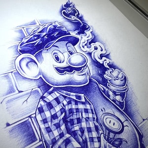 Original “Mario” - A4 Biro drawing