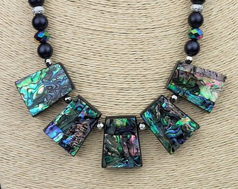 Abalone Fan Focal Necklace Set