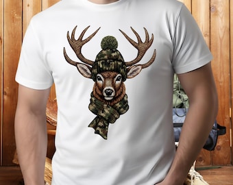 Deer Head Hunting PNG, Faux Yarn Camo Digital Design
