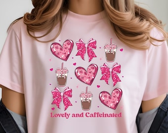 Lovely and Caffeinated PNG, Pink Valentine Hearts Design, Coffee Drink Art