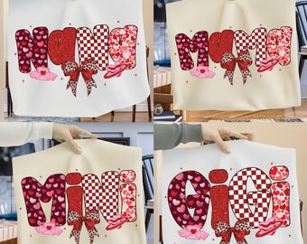 Coquette Valentine Letter PNG Set, Gigi Mama Mini Bundle Design, Family Text Graphics