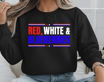 Red White & Blueberries PNG, Patriotic Shirt Print, 4th of July Sublimation, Cute USA Design