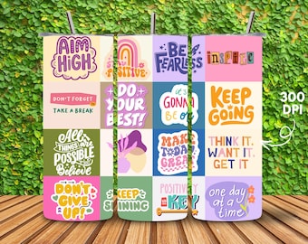 Motivational Quotes Tumbler Wrap Design (PNG, PDF)