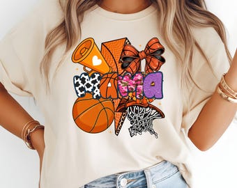 Retro Mama Basketball PNG, Vintage Sport Mom Design, Trendy Athletic Shirt Print