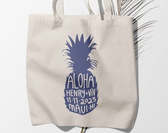 Hawaii Wedding Tote Bag, Hawaii Wedding Favor Tote Bag, Welcome Tote Bag, Maid of Honor Gift, Bridesmaid Tote Bag, Personalized Tote Bag