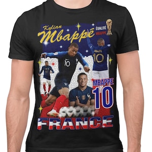 Mbappe Black France t-shirt with print front - France world cup Real madrid player supporter shirt