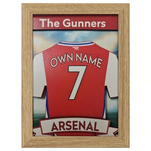 Arsenal style 3D Shirt Frame – Personalised Gift for Gunners Fans | Custom Name & Number | Emirates Stadium Display | The Gunners Decor